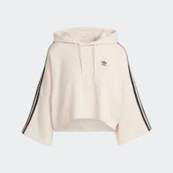 Adidas  Cropped Hoodie with Black Stripes - Picture 1 of 3